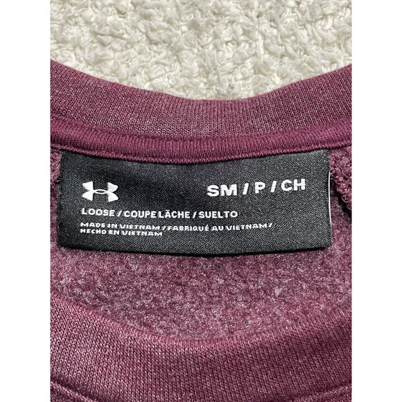 Under Armour Women's Size Small Crew Neck Loose Pullover Sweatshirt Burgundy - Picture 6 of 9
